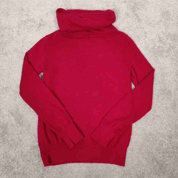 Jacob Women's Turtleneck Sweater Size M Red Viscose Cotton Cashmere Wool Stretch - Picture 4 of 8